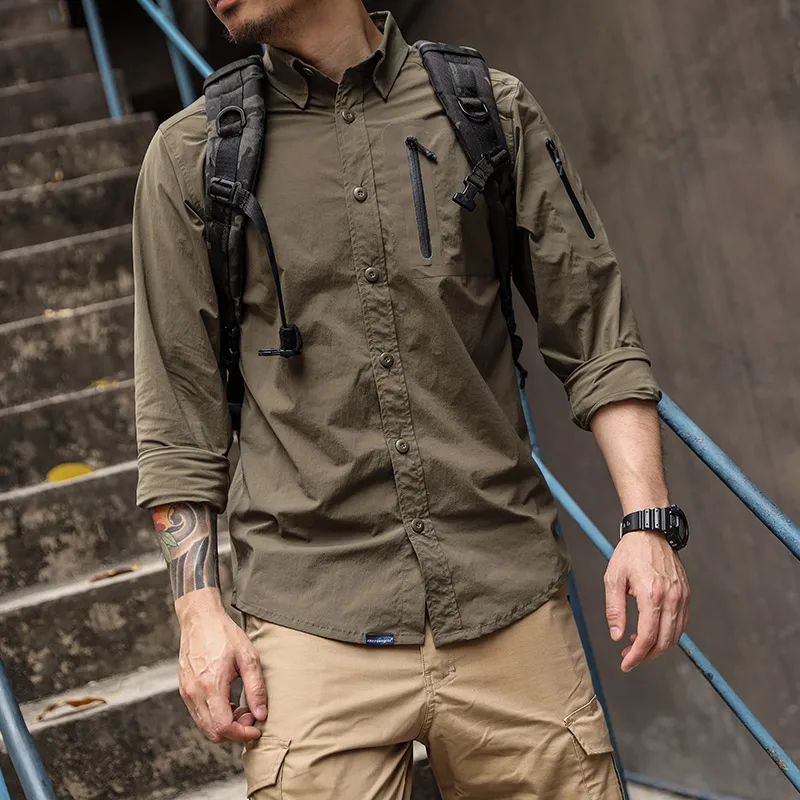 Emersongear Blue Label Mens Shirt Tactical Shooting Shirt Nylon Stretched Tech Shirt Outdoor Sports Hiking Cycling Shirt