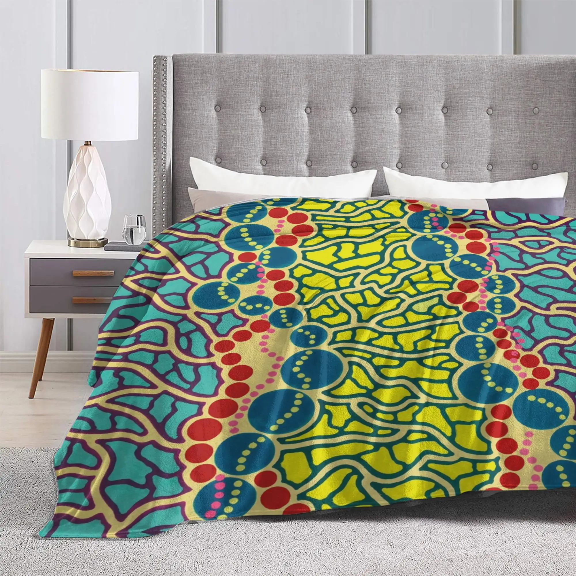 Yayoi Kusama Blue Coral Fleece Plush Throw Blankets Nordic Polka Blanket for Home Couch Super Soft Bedding Throws