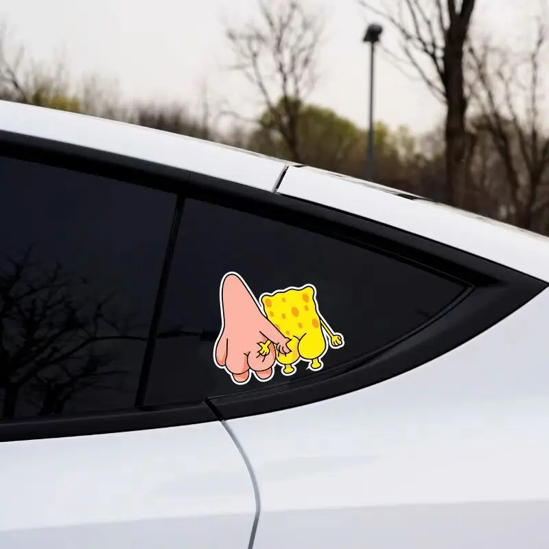 SpongeBob SquarePants Reflective Car Stickers Patrick Star Funny Cartoon Body Cover Marks Glass Decoration Stickers Car Stickers