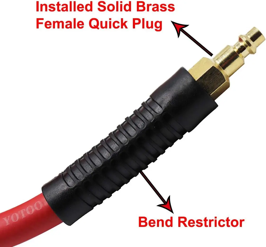 3/8-Inch by 50-Feet Air Hose 300 PSI Heavy Duty, Lightweight, Kink Resistant with Brass Fittings and Bend Restrictors for - view 5