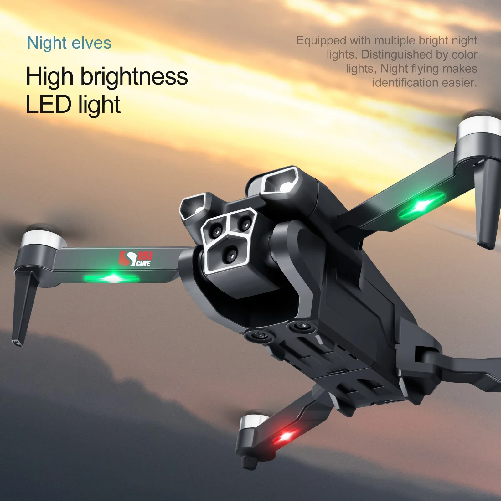 Nuevo Dron S151 8k profesional de tres cámaras para evitar obstáculos Quadcopter posicionamiento de flujo óptico Hover RC helicóptero juguete regalos