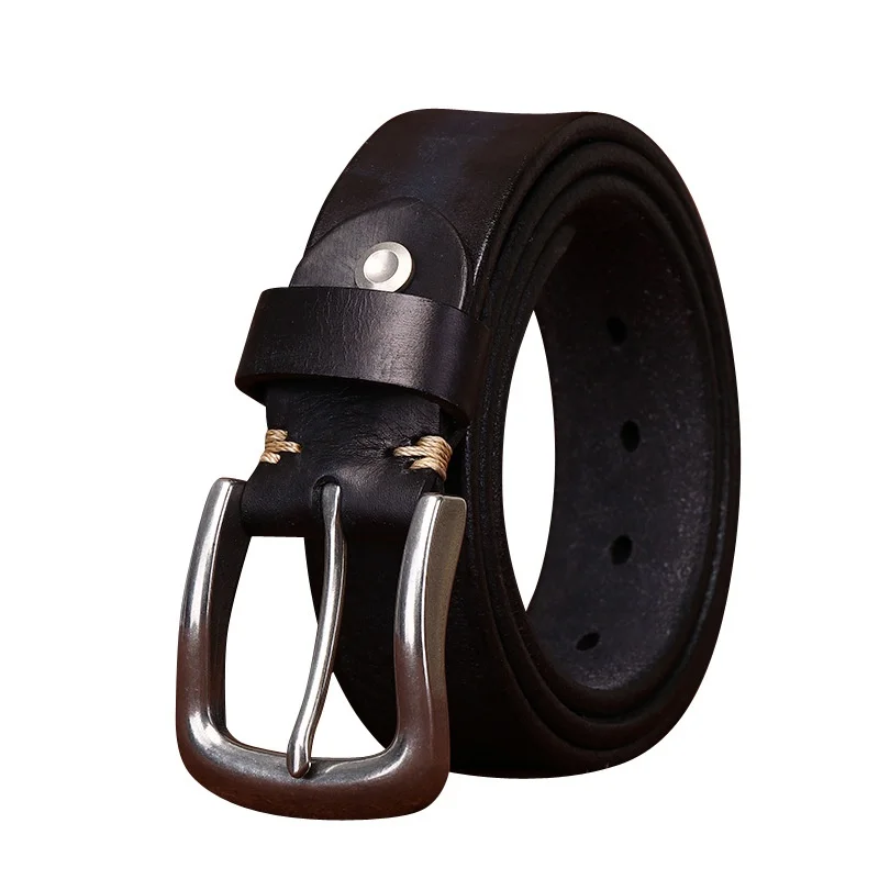 

SEEDAX Men's Casual Jeans Belt in Retro Washed and Frosted Thick Cowhide Genuine Leather With Stainless Steel Buckle