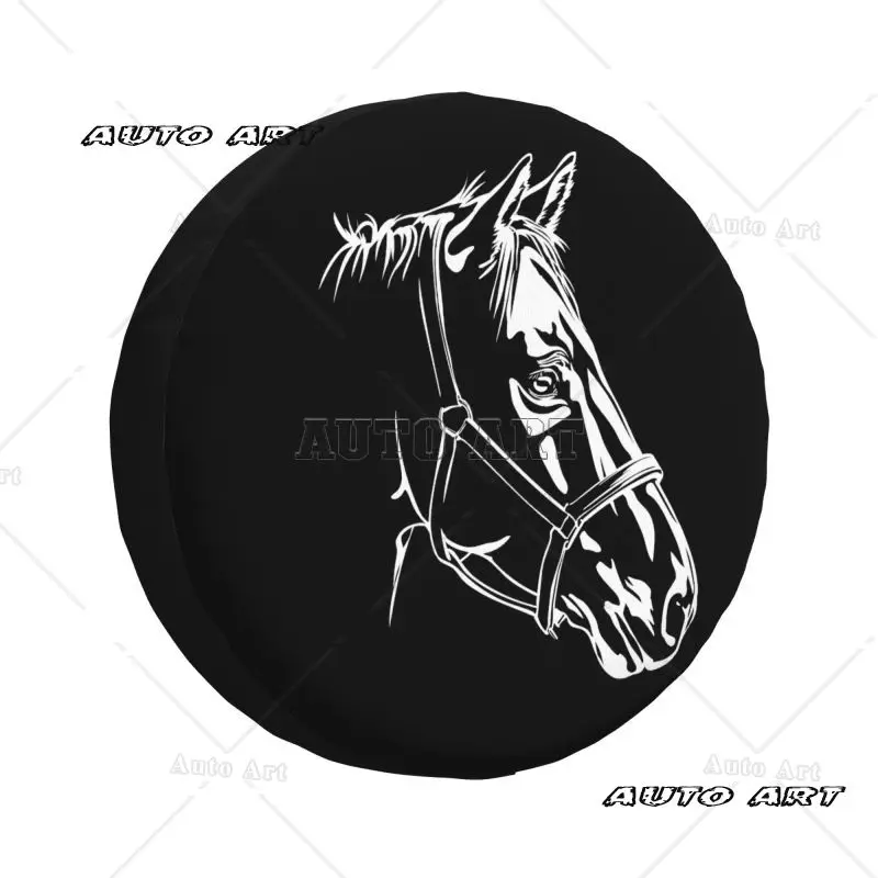 Silueta de cabeza de caballo cubierta de neumático de rueda de repuesto cubierta protectora de rueda para camión Camping viaje Universal