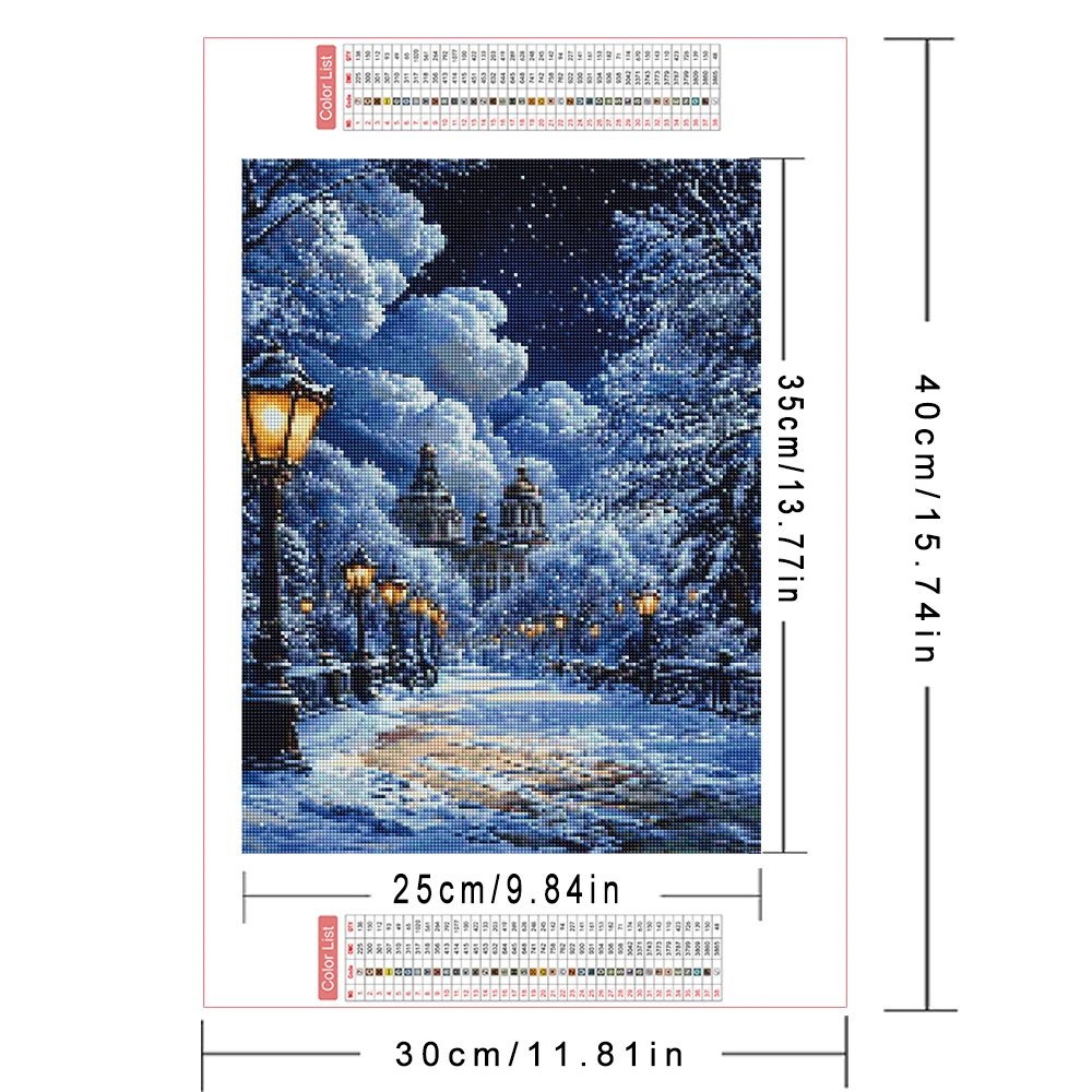 AZQSD Winter Diamond Painting House Landscape Home Decor Rhinestones Handmade Diamond Mosaic Castle Handmade Full Kits