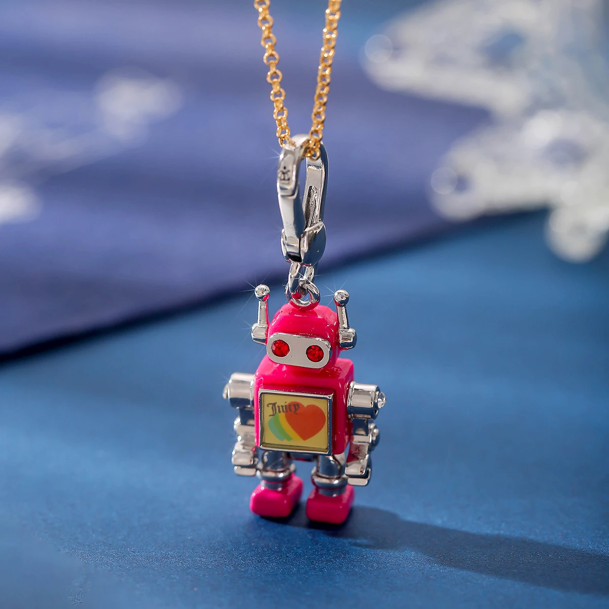 1Pc Printed Letter Love Movable Small Robot Pendant,Girls Clothing Accessories Necklace,Christmas Decoration Party Jewelry Props