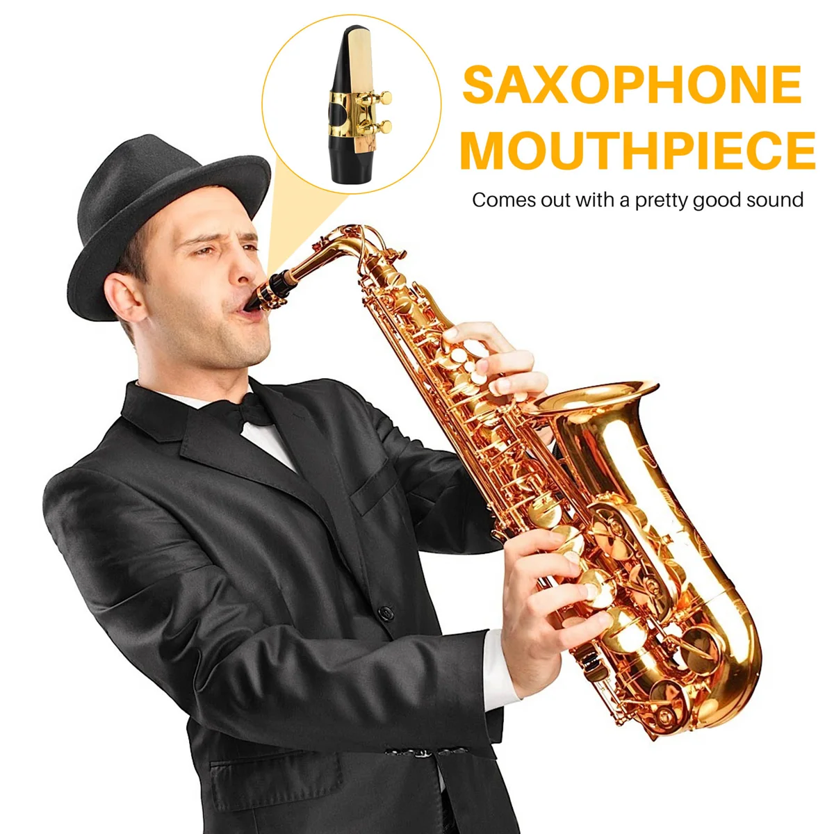 Altsaxophon Saxophon Mundstück Kunststoff mit Kappe Metallschnalle Reed Mundstück Patches Pads Kissen