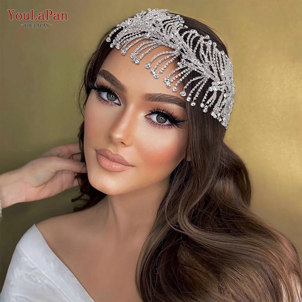 

TOPQUEEN Bridal Hair Accessories Rhinestone Wedding Headband Bride Headpieces Woman Head Jewelry for Party Pageant Tiara HP378