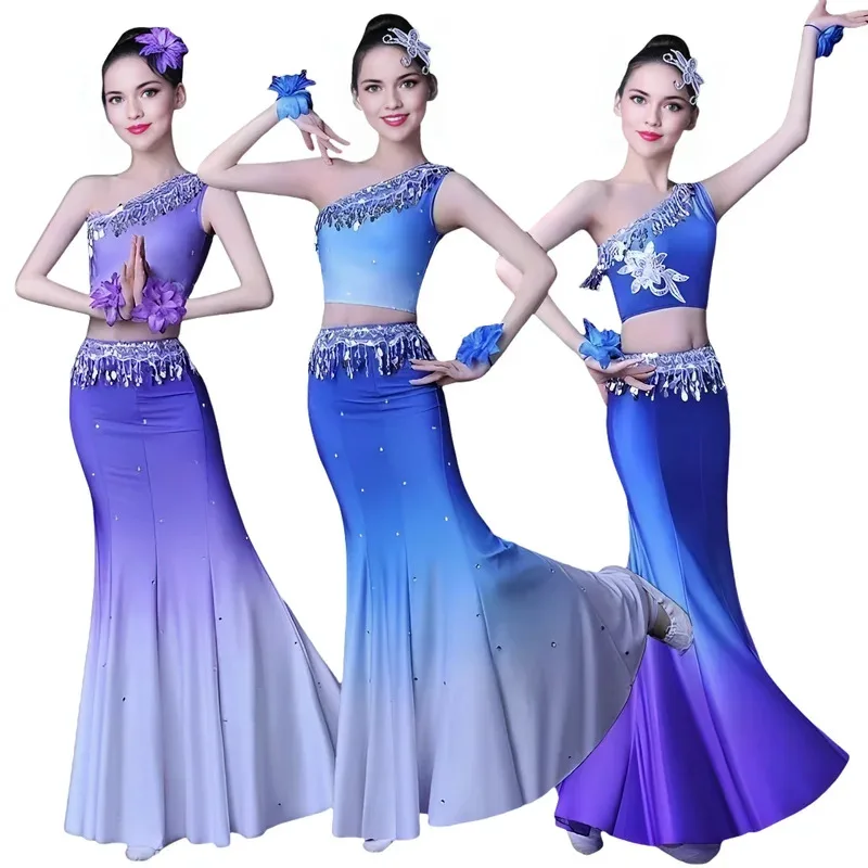 

Women Fitted Sequin Costume Classical Performance Dress with Rhinestones for Kids Dance Show s;2'd,5.h;