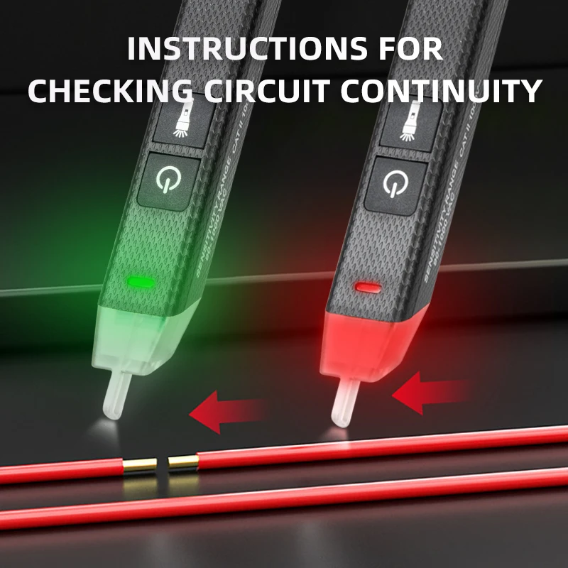 Berührungsloser Spannungsprüfer, Spannungsdetektor, Stromkreistester, Bereichsspannung 12 V–1000 V, Live-Drahttester mit Alarm und Taschenlampe