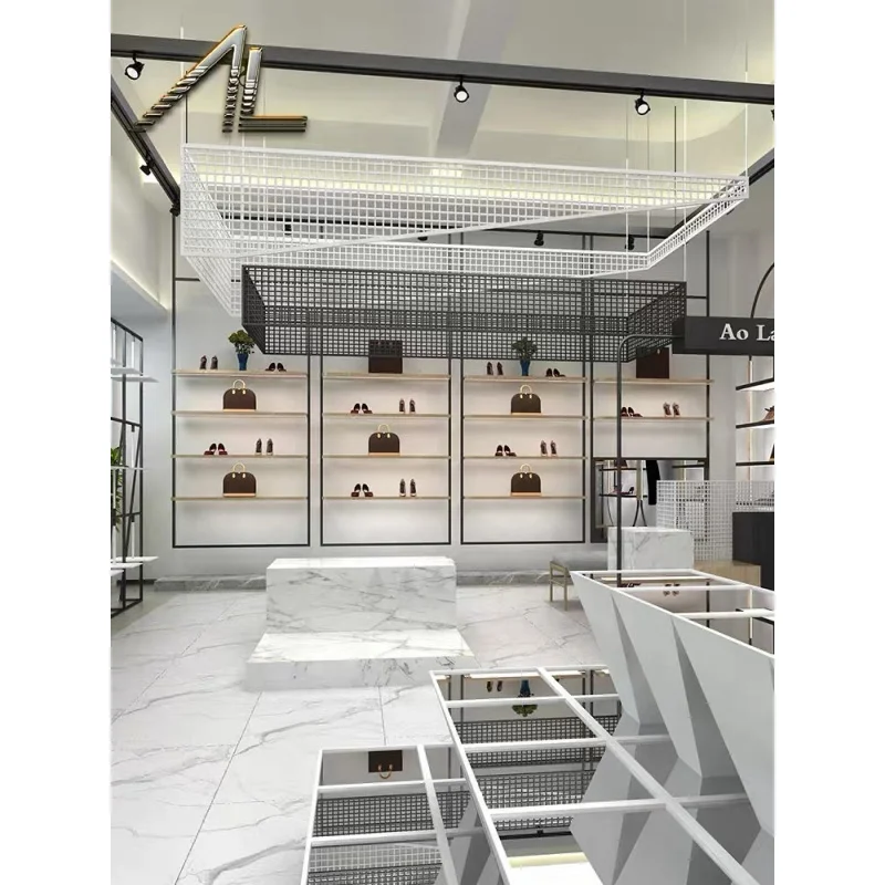 Customized. Retail Shoe Store Design Boutique Bag Shop Interior Design Display Furniture Ladies Footwear Display Showroom Design