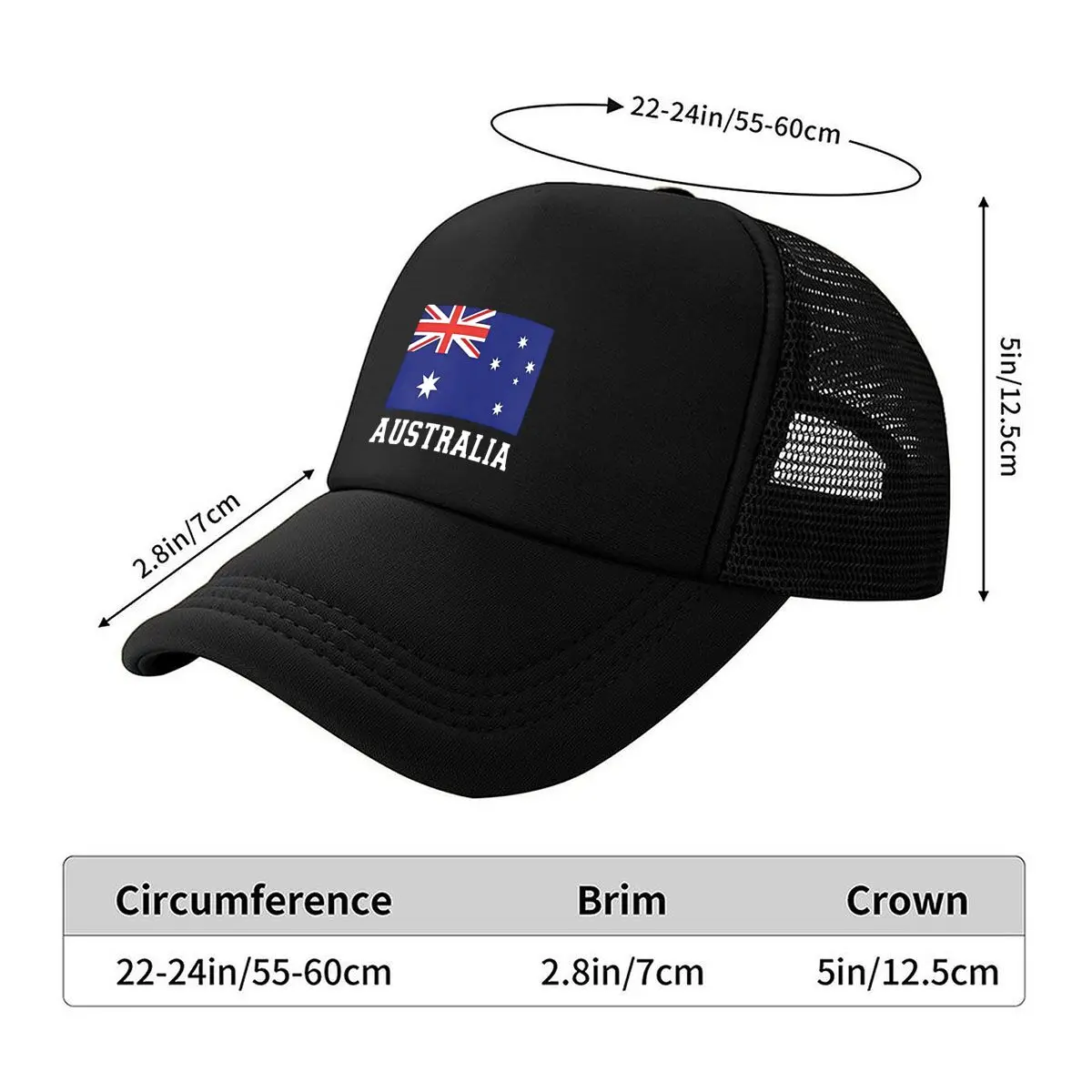 Patriotic Australian Flag Print Baseball Cap, Pure Casual Style, Hand Washable, Wrinkle-resistant Fa 2026 Mesh Baseball Cap