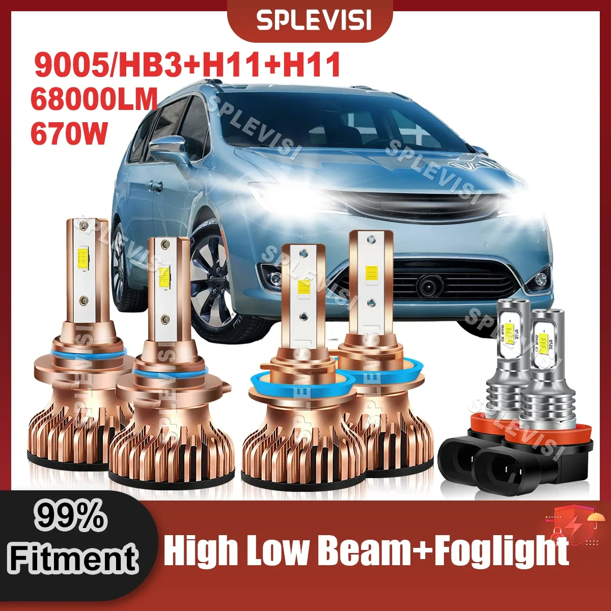 

High Brightness Car Headlight 9005 High H11 Low Beam H11 Foglamp Bulbs Xenon White For Chrysler Pacifica 2017 2018 2019 2020