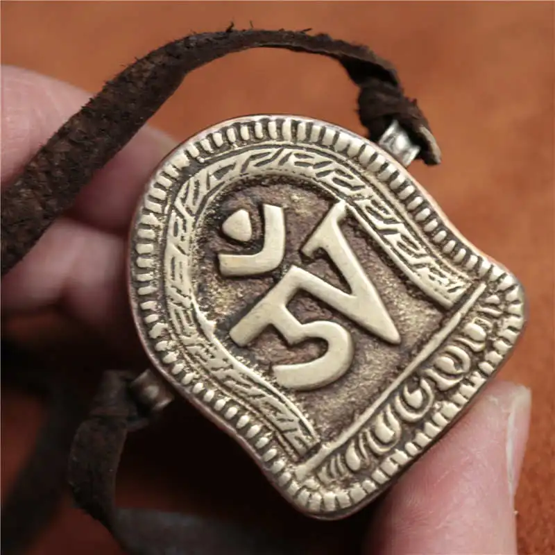 Tibet Old Brass Tower Prayer Box Tibet GAU Amulets Tibetan handicrafts OM TGB185