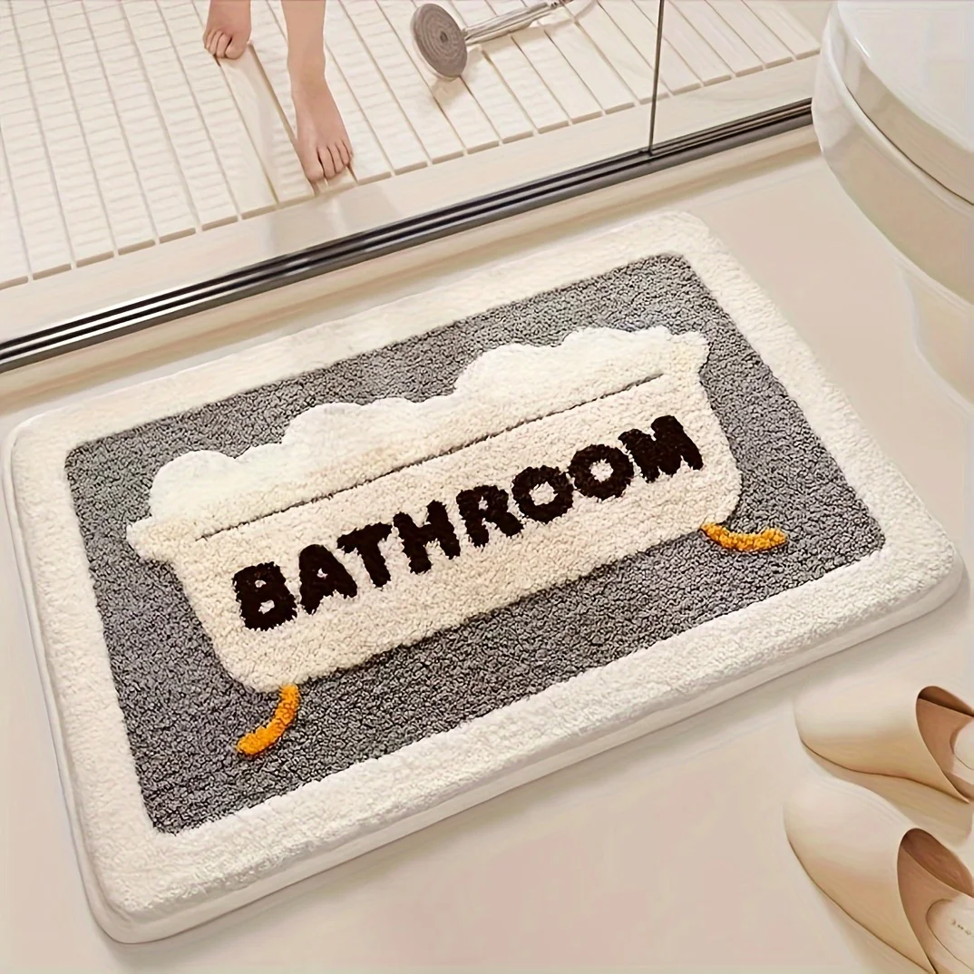 Charming Cartoon Bathroom Carpet - Super Absorbent, Quick Drying, Thick, Anti Slip - Perfect Home Entrance Mat