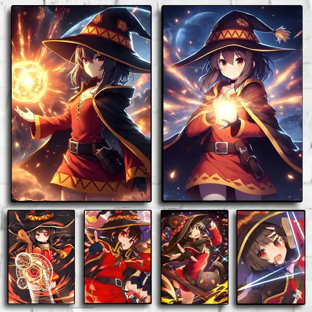 Anime KonoSuba Megumin Painting Calligraphy Canvas Wall Art Poster HD Print Painting Scratch Resistant Perfect Gift Idea