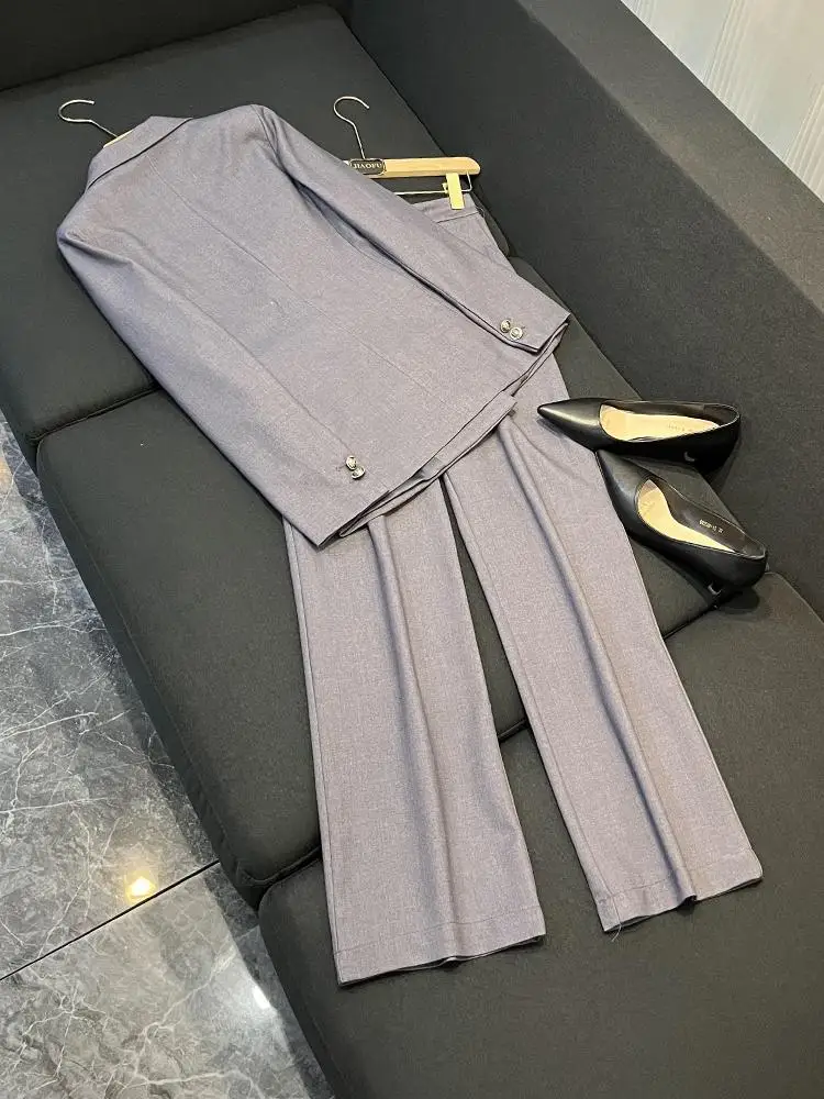 ay Casual Suit Set Women's Ele High Waist Wide Leg Pants Two Piece Suit Commute Sle Faionable Office Wear