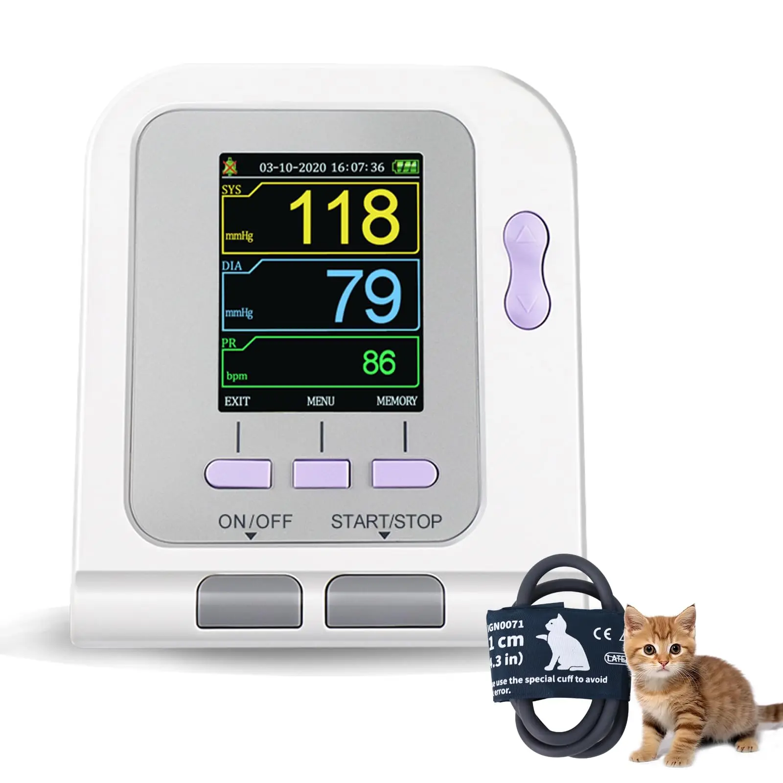 Veterinary Digital Blood Pressure Monitor for Pets  CONTEC08A-VET with 3 Cuff Sizes