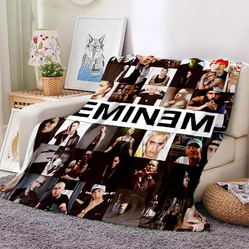

Теплое одеяло Eminem в стиле хип-хоп с принтом певицы, фланелевое одеяло, мягкое плюшевое одеяло, удобное одеяло, одеяла для кровати