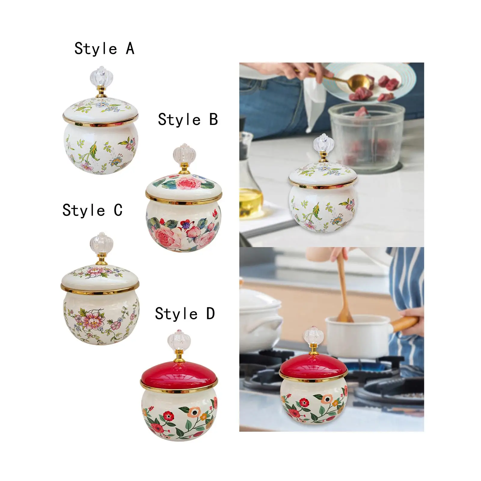 Sugar Bowl Versatile Multifuntional Enamel Storage Jar Dried Fruit Jar for Kitchen Home Restaurant Coffee Bar Countertop