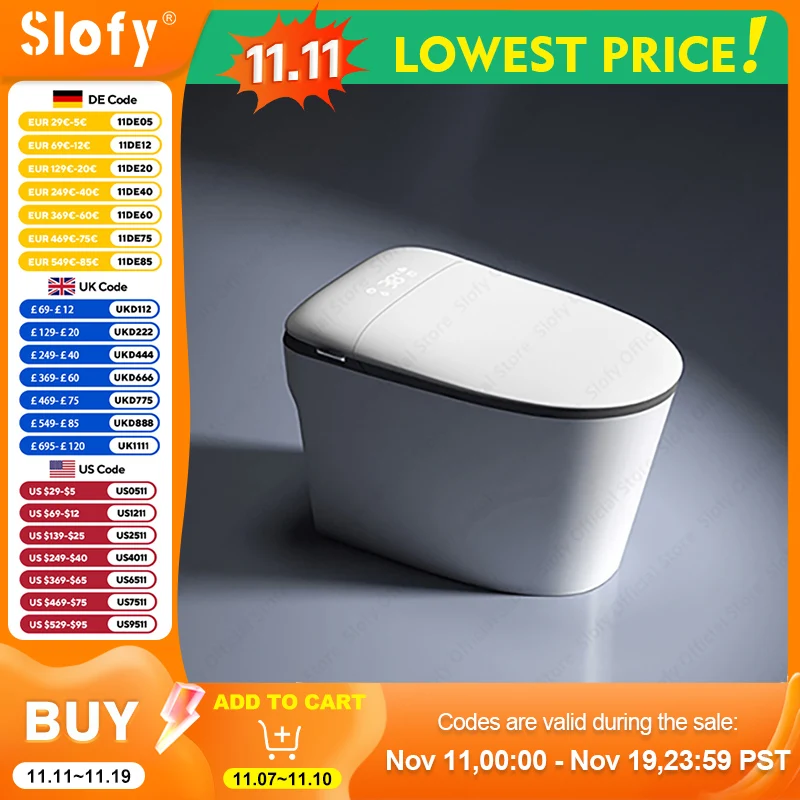 Modern Smart Toilets With Seat Ring Heating Foot Touch Sensor All-in-one Intelligent WC Silent Slow Drop Power Outage Flushing