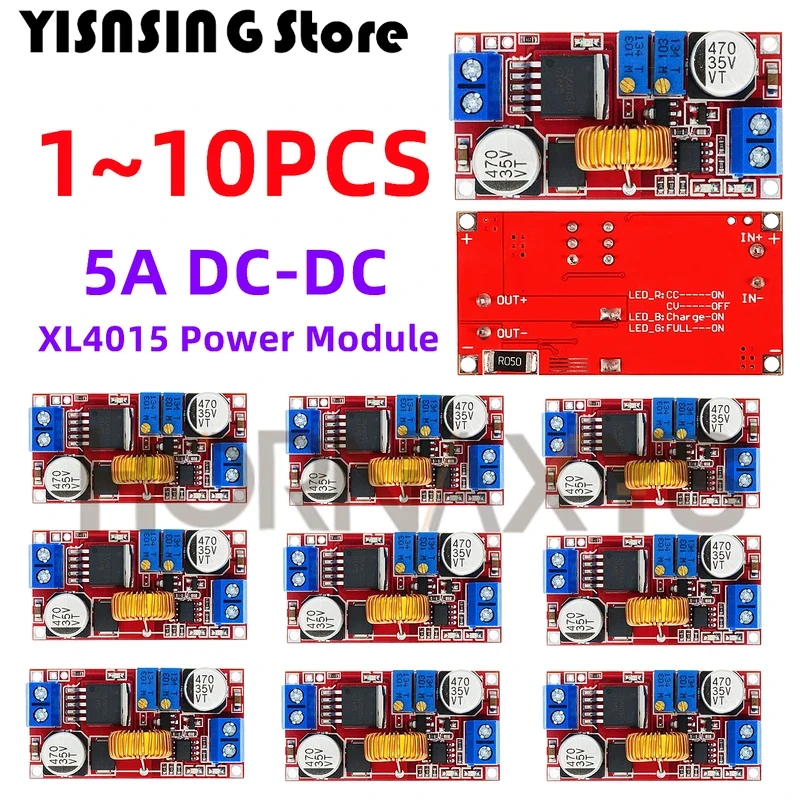 1-10 PCs 5A DC-DC Adjustable Buck Converter XL4015 4 - 38V to 1.25 - 36V Step Down Power Supply Voltage Regulator Power Module