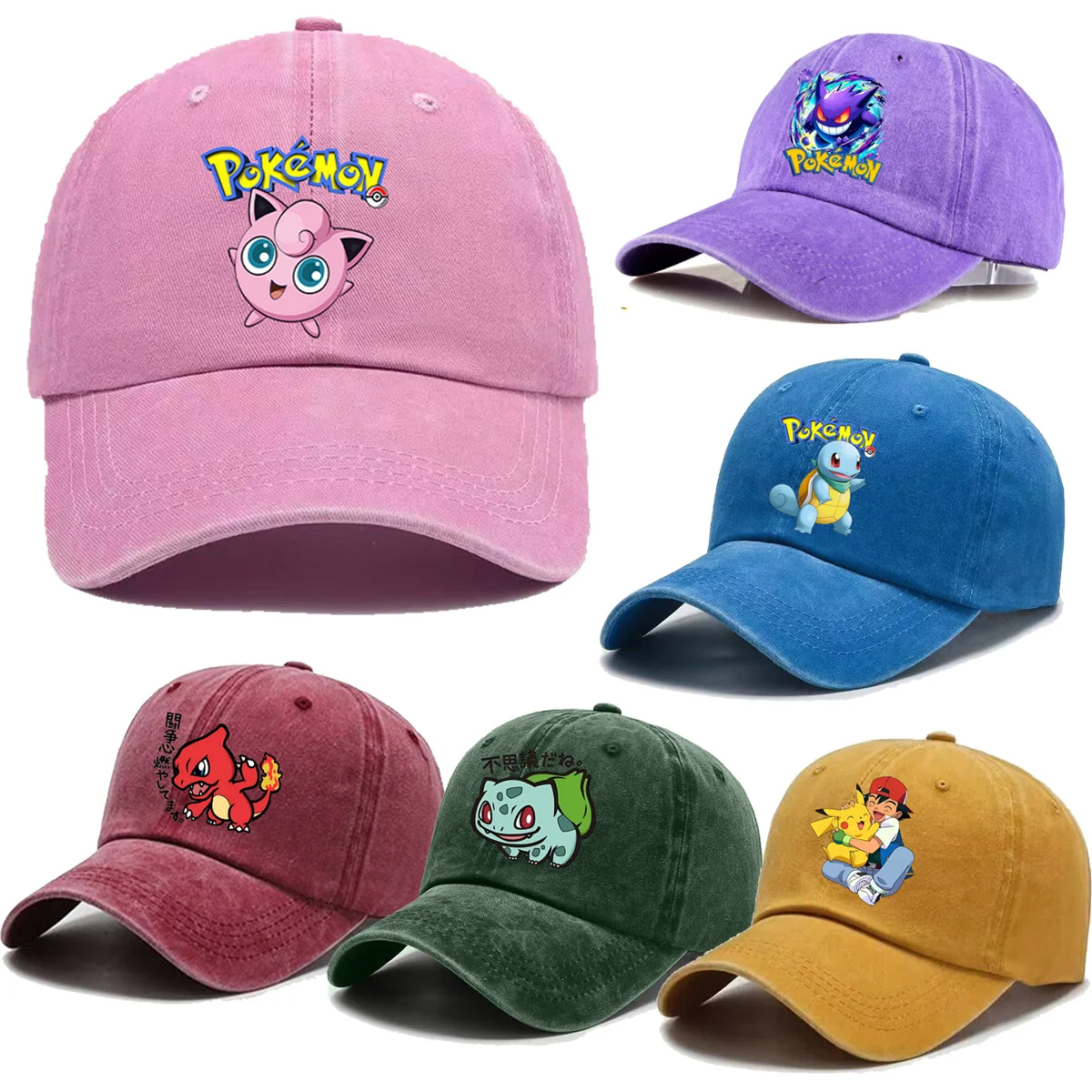 Anime Pokemons Baseball Caps Printed Sunhat for Men Retro Streetwear Women Hat Snapback Casual Cap Cool Vintage Hip Hop Hat Gift