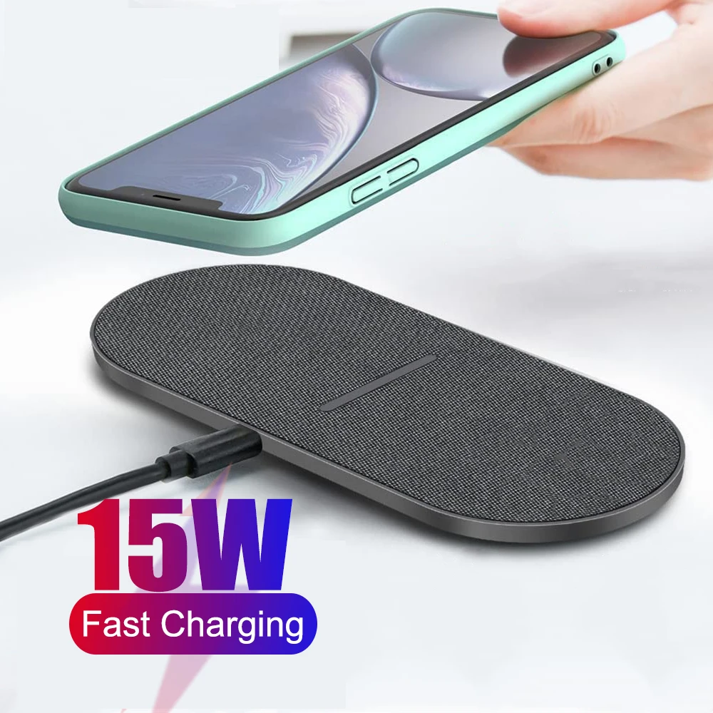 2 in 1 Wireless Charging Pad for iPhone 8 11 13 12 14 XS Max XR Samsung S22 S21 S20 S10 S10E Dual Charger Mat for Airpods 2 pro