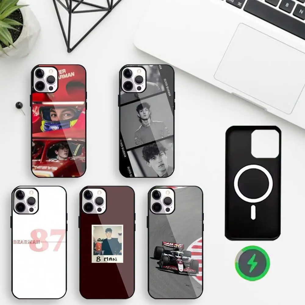 

Teen Racing Prodigy O-Oliver Bearman Phone Case For iPhone17,16,15,14,13,12,Wireless charging protective case soft cover