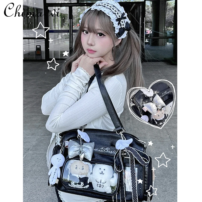 Original Pain Bag Japanese Sweet Girl Casual Handheld Shoulder Transparent Bag Student Kawaii Versatile Y2k Cosmetic Bag