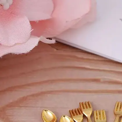 12개/세트 빈티지 인형의 집 미니어처 식기 세라믹 접시 나이프 포크 스푼