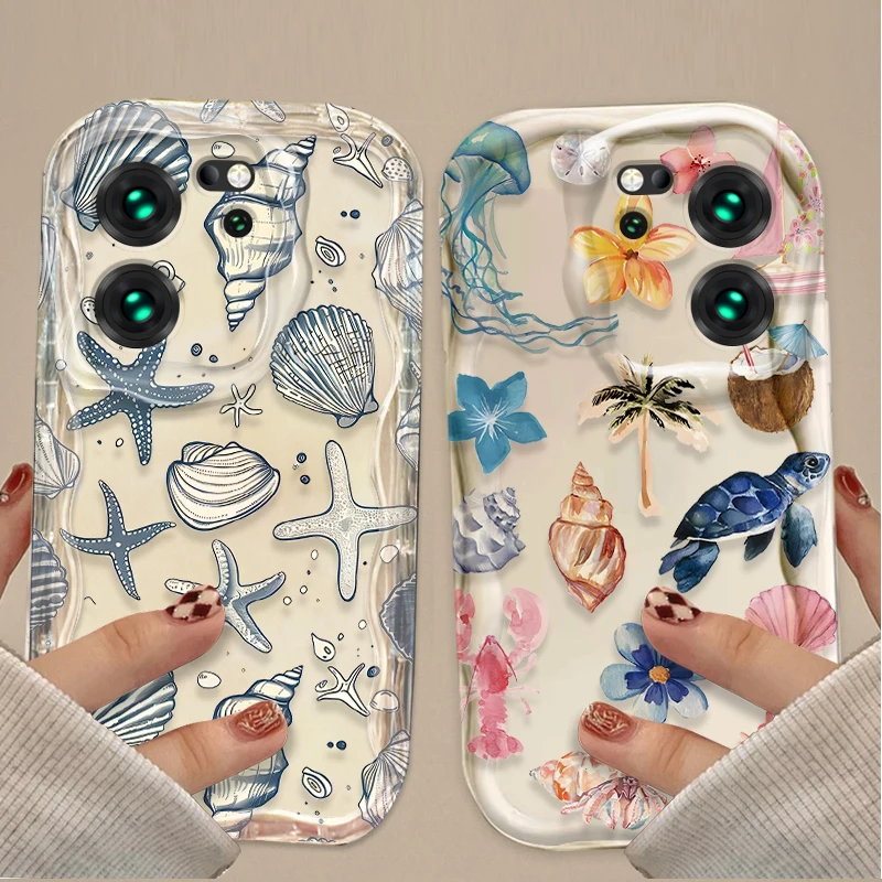 3D Clear Case for Xiaomi Redmi Note 15 14 13 12 11 10 9 Pro Plus 4G 5G 14S 12S 11S 10S 9S Colorful Ocean Animals Silicone Cover