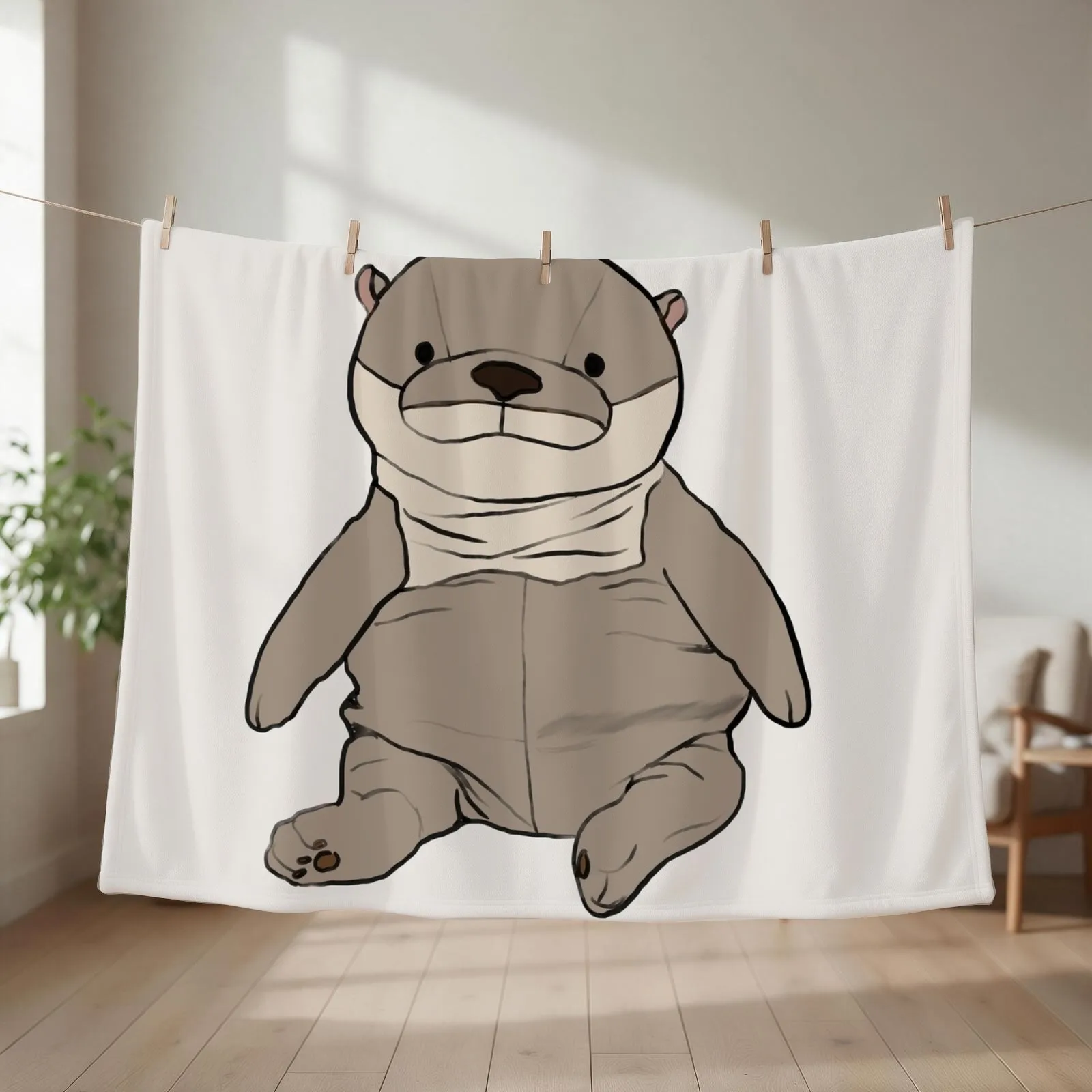 gray shinada global otter Throw Blanket couch cozy soft plush fuzzy picnic outdoor blanket