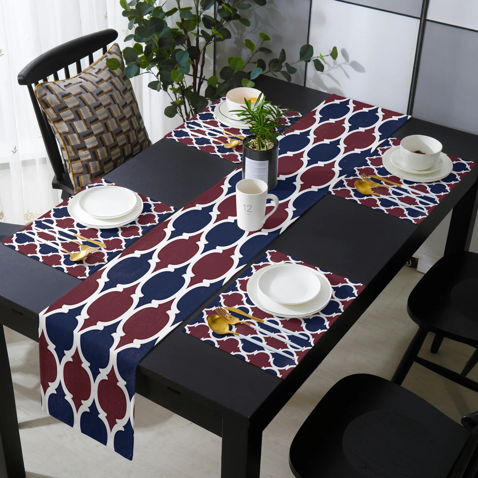 Morocco Geometry Table Runner Luxury Wedding  Decoration cloth Dining  Decor Placemats Coffee