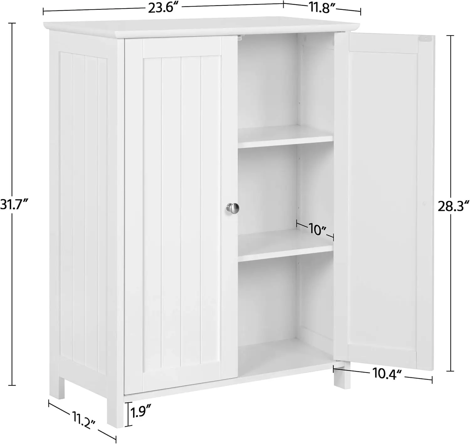 Yaheetech Bathroom Floor Cabinet, Modern Storage Freestanding Organizer Cabinet with Adjustable Shelves & Double Doors,