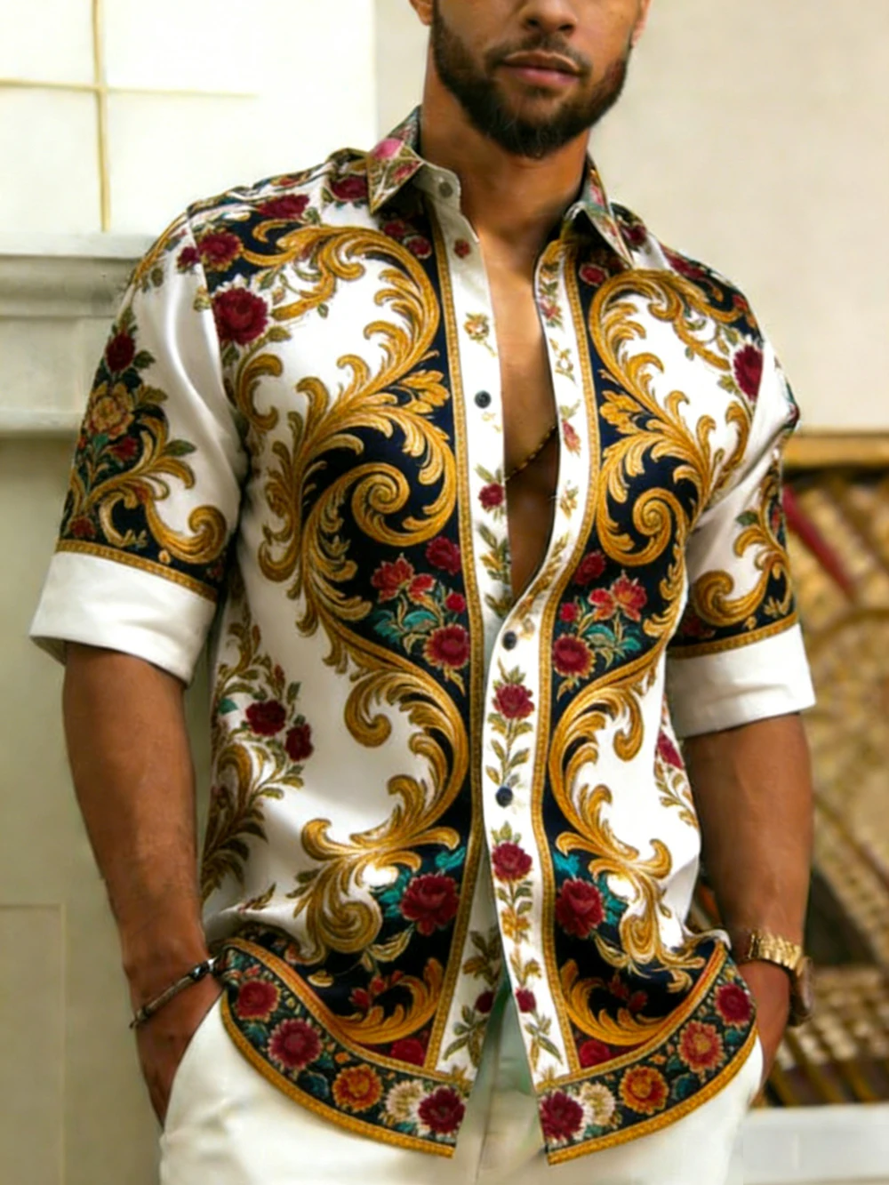 

Men's Short Sleeve Lapel Designer Shirt Baroque Botanical HD 3D Printed Shirt Hawaiian Casual Social Men Clothing Fast Shipping