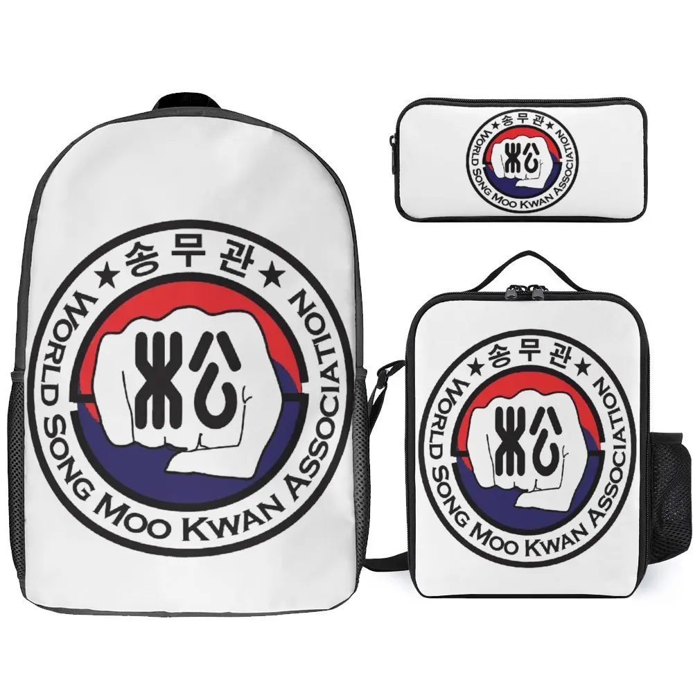 

3 in 1 Set 17 Inch Backpack Lunch Bag Pen Bag Song Martial Kwan Taekwondo For Sale Firm Classic Cosy Travel Pencil Case