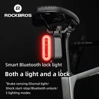 ROCKBROS Bicycle Rear Light Bluetooth Smart Lock Light Dual Function IPX6 Waterproof 5 Lighting Modes Type-C MTB Bike Tail Light