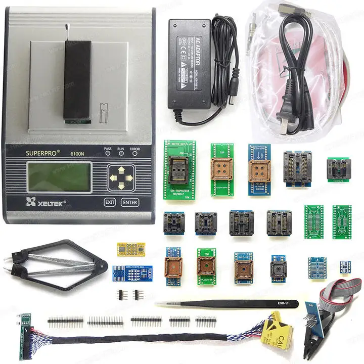 XELTEK SuperPro 6100N EEPROM IC Device Universal IC Chips programmer + 20 Adapters & EDID code