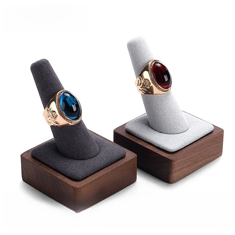 

Ring Shelf Display Stand, Creative Pointed Finger Ring Holder, Jewelry Display Props, Black Walnut