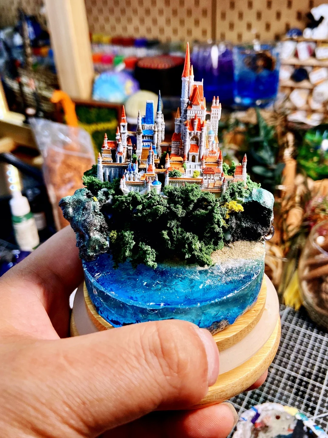 European castle handmade miniature landscape model figure glass cover decorative ornament creative gift