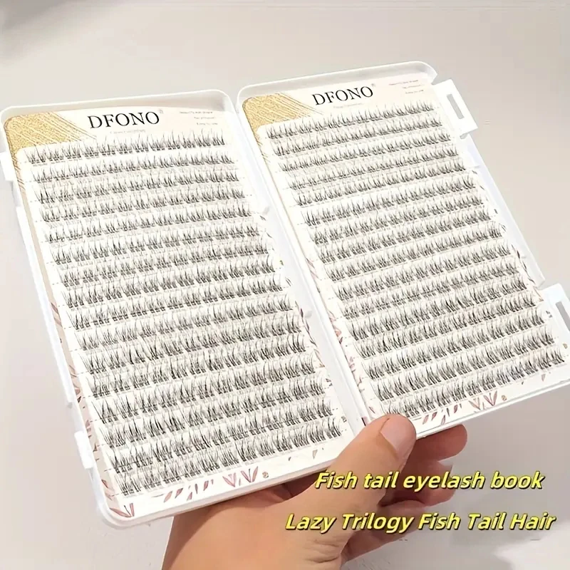 384 Soft and Lightweight Fish Tail Single Cluster Eyelashes - Reusable, D-Curved, Perfect for Daily Makeup and Eyelash Extensions