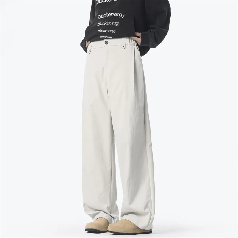 Black Casual Pants Men Fashion Oversized Wide Leg Pants Men Streetwear Korean Loose Straight Beige Pants Mens Baggy Trousers