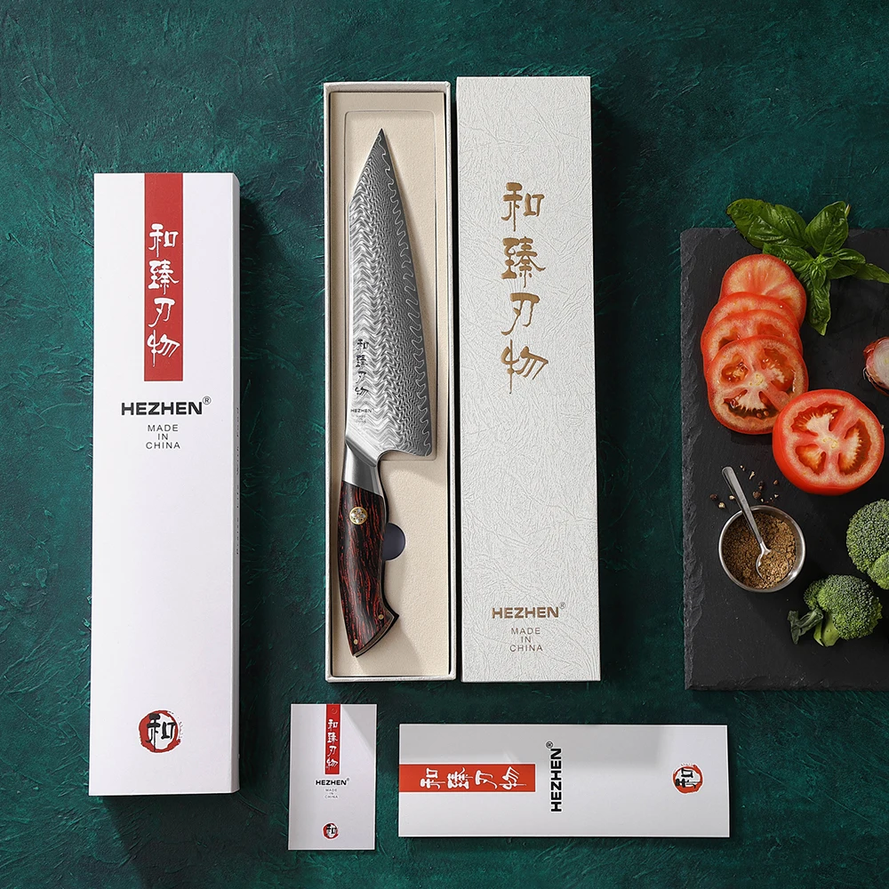 HEZHEN 8.3 Inches Chef Knife 73 Layers Damascus Steel Sharp Tools G10 Handle Cooking Cutlery Kitchen Knife