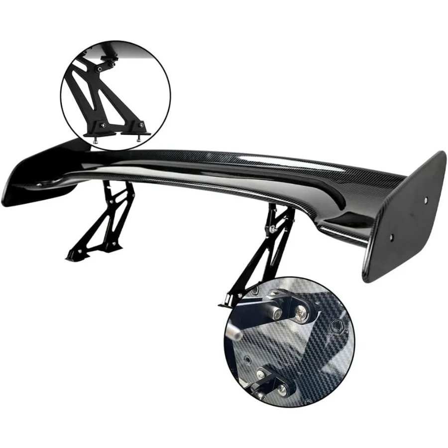 Alerón trasero universal para vehículos Sedan Coupe Hatchback con alerón ajustable en estilo GT, fibra de carbono de 57 pulgadas de longitud