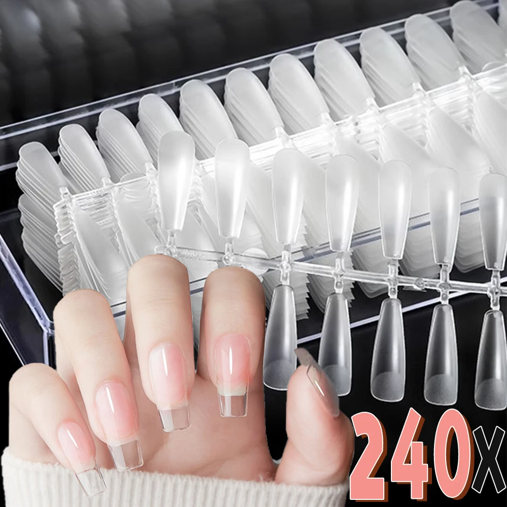 Ultra-thin Fake Nail Tips Gel Extension Fully Transparent Artificial Press on Long Ballerinas Nails Art Tools False Nail Tips