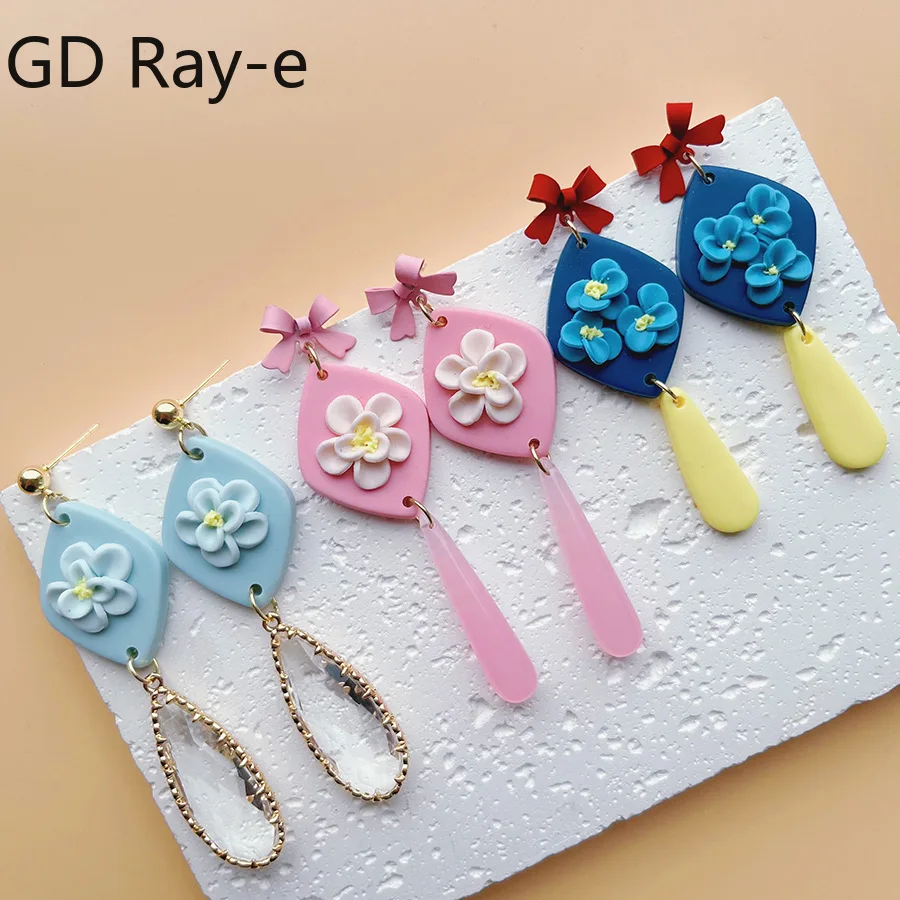 New Fashion Flower Handmade Polymer Clay Earring for Women Wedding Summer Sweet Princess Soft Ceramic Earrings Wholesale Jewelry