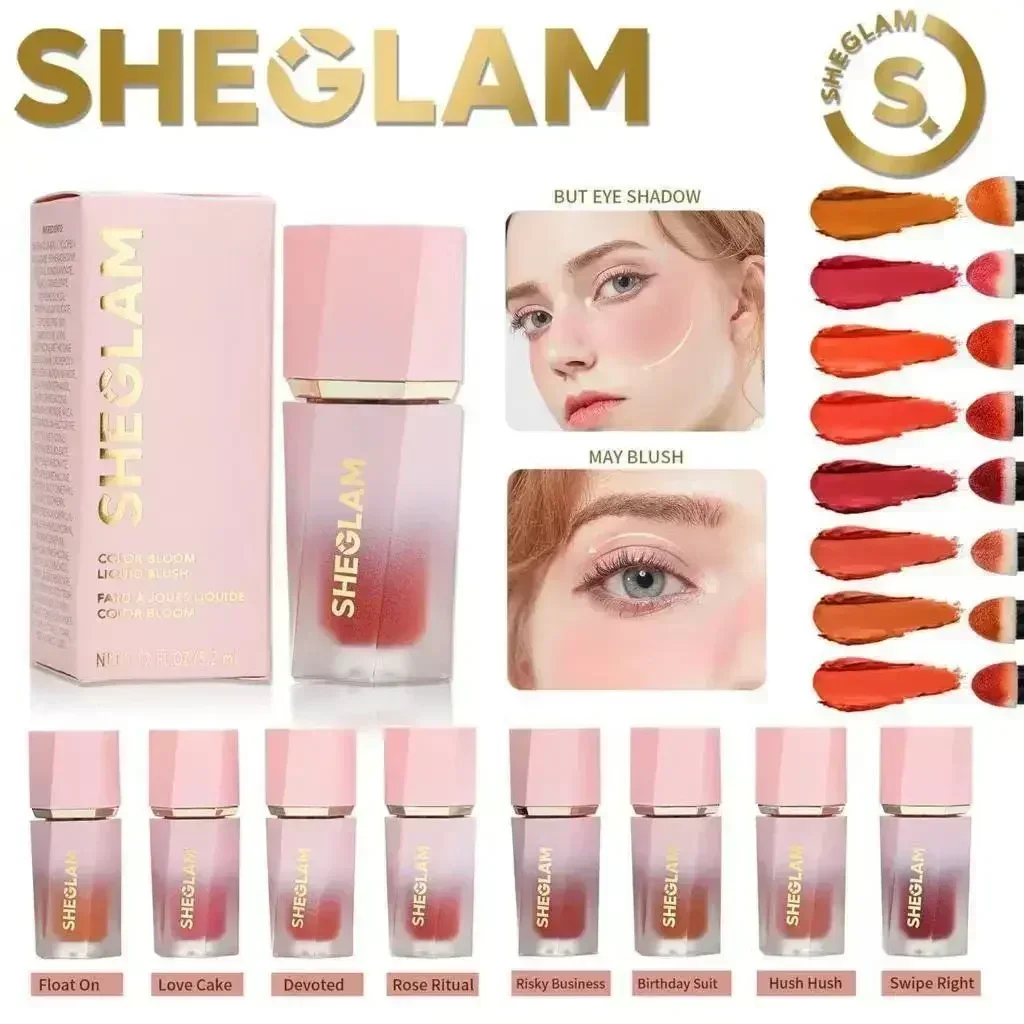 11 color sheglam make up Liquid Blush Soft Brush Tip Light weight Versatile Facial Nourishing Blush Makeup Blush Cheek Blusher