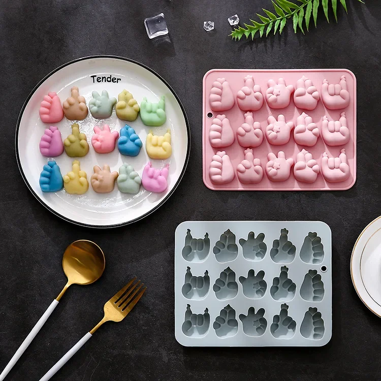 

15 Holes,5 Different Gesture Shapes,silicone Molds, Fondant Cake Chocolate Mold Ice Cube Cake Mould Cake Decoration Accessories