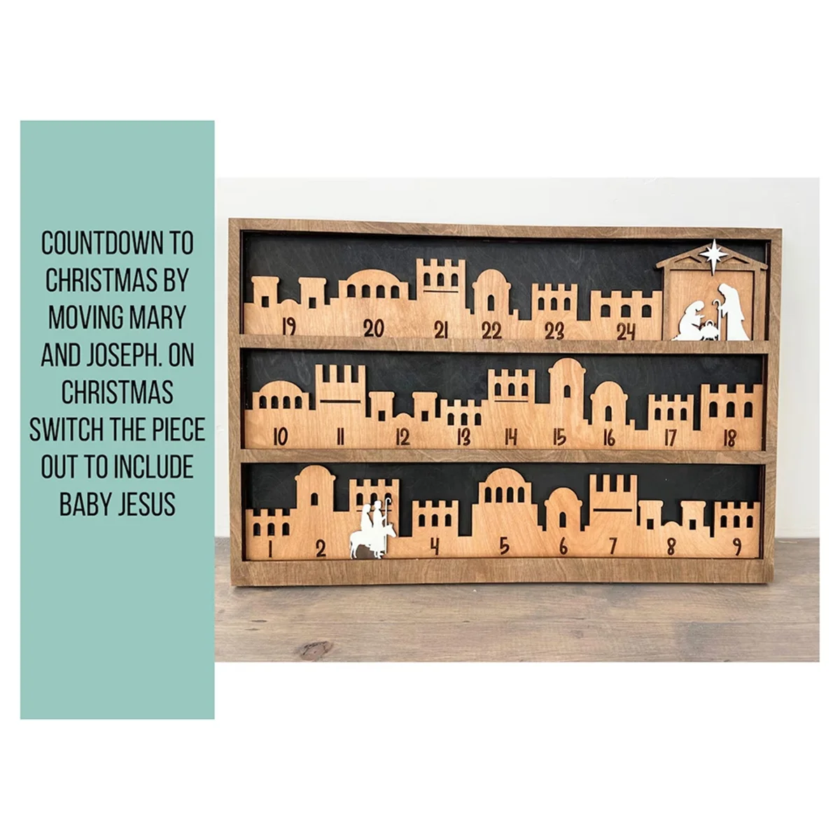 تقويم القدوم A72P لولادة يسوع، العد التنازلي لعيد يسوع، تقويم القدوم الخشبي، تقويم ظهور عطلة عيد الميلاد #6