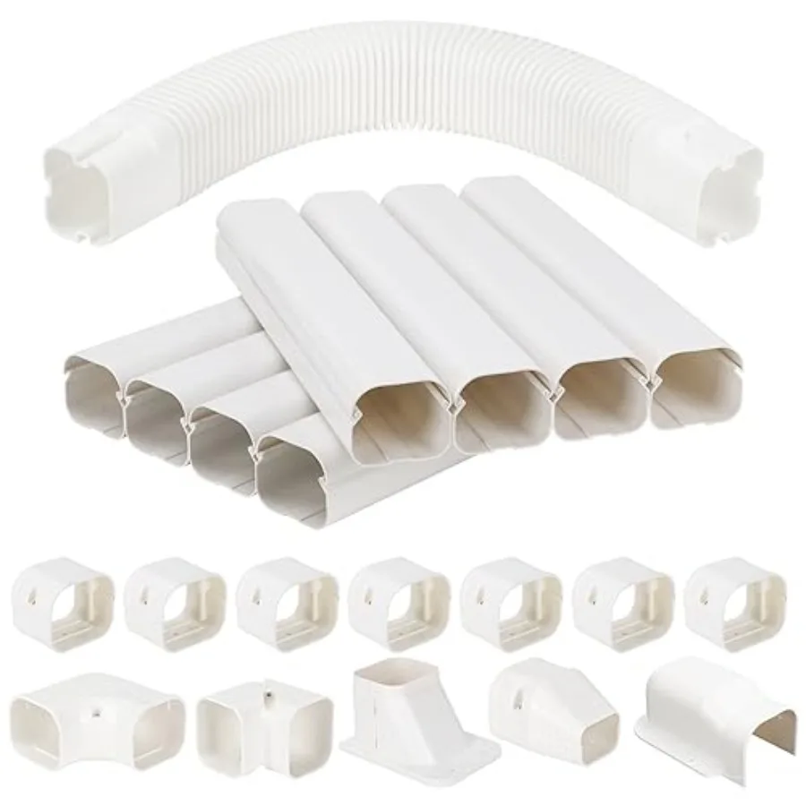 

Mini Split Line Set Cover 3" 13.5 Feet Decorative PVC Line Set Cover Kits for Ductless Mini Air Conditioners and Heat Pumps wit